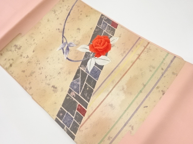 リサイクル　薔薇模様織出し名古屋帯